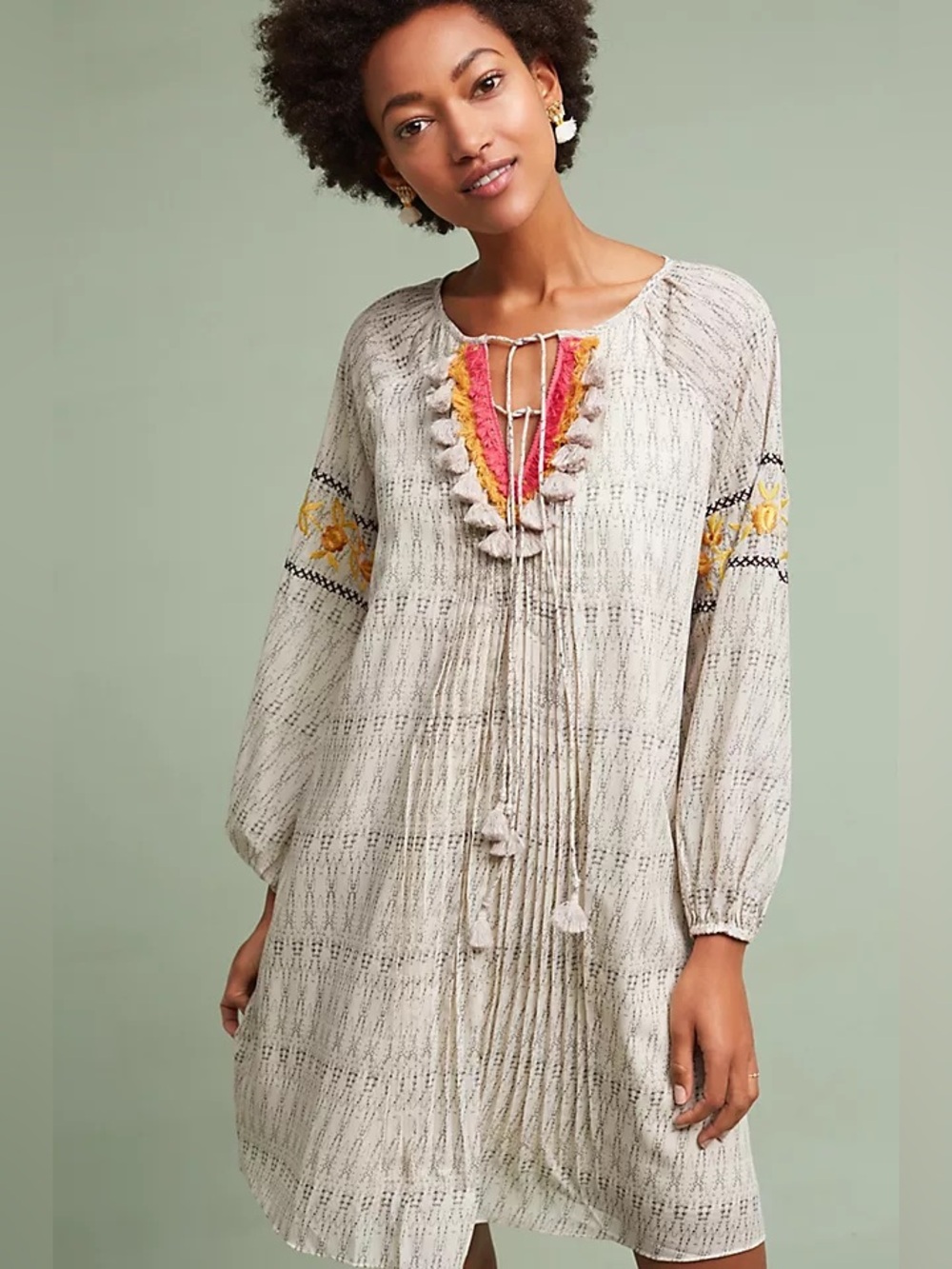 Anthropologie | Ranna Gill Karina embroidered tunic dress size large